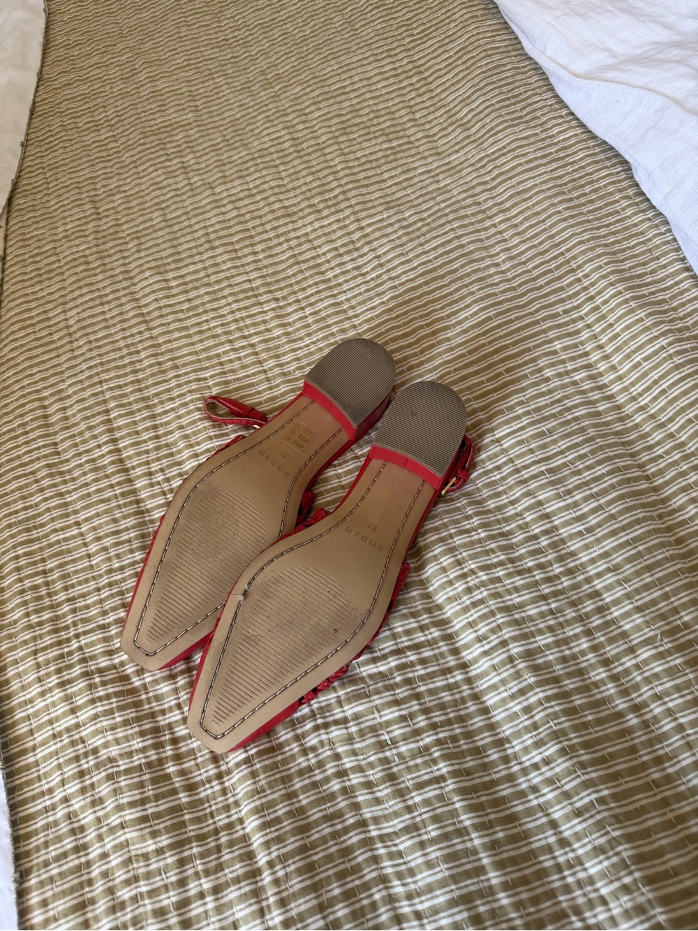 Alisa Red Woven Slingback Block Heel Women's Shoes Boden - Picture 5 of 7